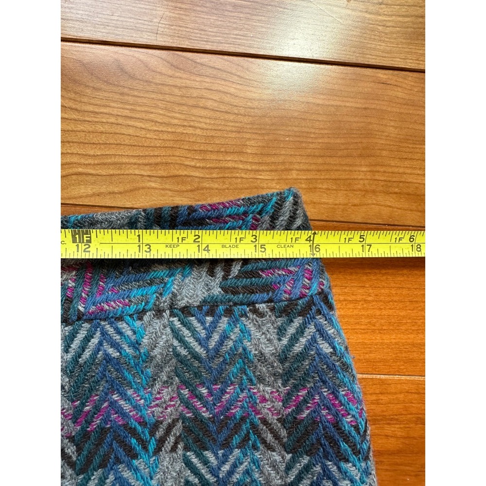 LL Bean Womens Wool Blend Plaid Mini Skirt Blue Grey Herringbone Size 6 283889 - Picture 4 of 7